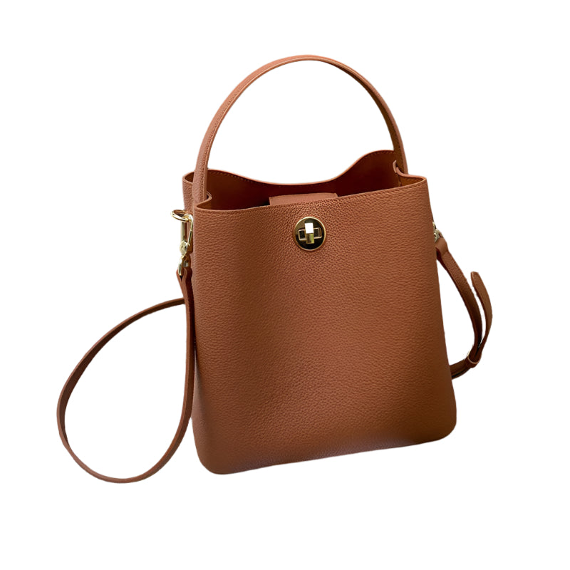 Strict Selection First Layer Cowhide Bucket Large Capacity Messenger Bag Light Luxury